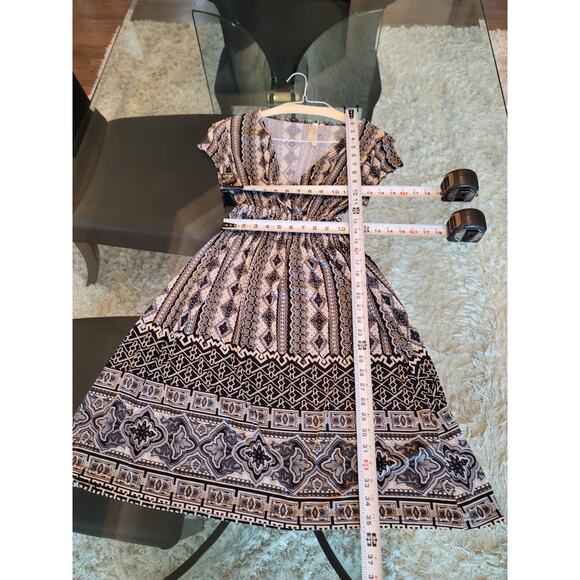 Cristinalove Dress Women Small Black White Printed V Neck Casual - Picture 11 of 11